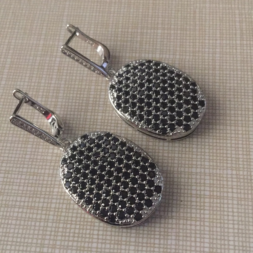 Luxurious Natural Black Sapphire Earrings